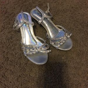 Silver little girl heels
